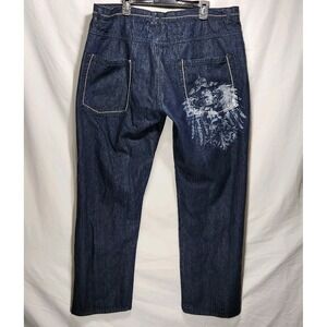 Vintage‎ Karl Kani Jeans 46x34 Embroidered Blue Baggy Fit Hip Hop Skater Style